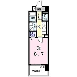 アルカディアコート 1Kの間取図画像