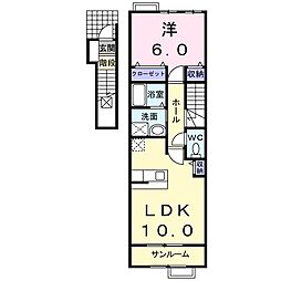 カーサアンビエンテ 1LDKの間取図画像