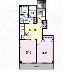 フレヴェール 2Kの間取図画像