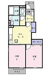 レジデンス・トーリン1 2DKの間取図画像
