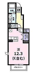 プリーマK2 ワンルームの間取図画像