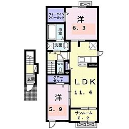 リヨン 鯖江 01 2LDKの間取図画像