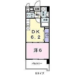 ヒルズ天神 1DKの間取図画像