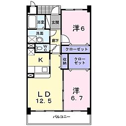 パラディスヒラムネ2 2LDKの間取図画像