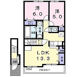 シルフィード 2LDKの間取図画像