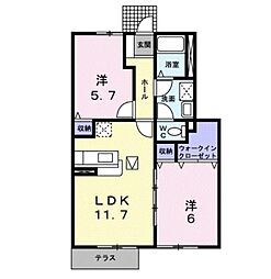 エクセル彩が丘 2LDKの間取図画像
