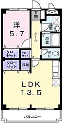 ディアコートK 1LDKの間取図画像