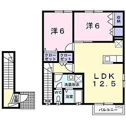 コンフォート岡小名A 2LDKの間取図画像