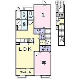 クレスト櫻 2LDKの間取図画像
