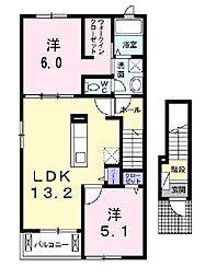 サニーIII 2階2LDKの間取り