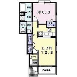 ルーナフィオーレ 1LDKの間取図画像