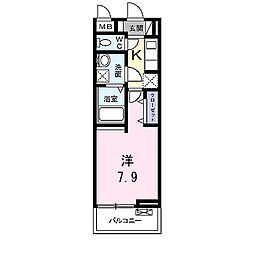 グリーンハイツ向日 1Kの間取図画像