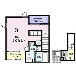コンフォーミティー 1Kの間取図画像