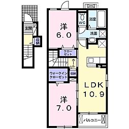 プチボヌール1 2LDKの間取図画像