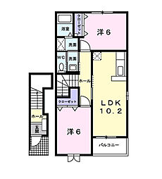 デルソーレC 2LDKの間取図画像