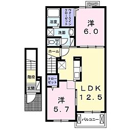 ルヴァンA 2LDKの間取図画像