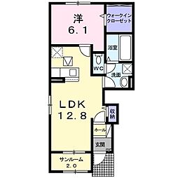 サニーテラス　Ｂ 1階1LDKの間取り