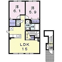 fメゾン 2LDKの間取図画像