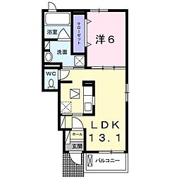 ディアレストB 1LDKの間取図画像
