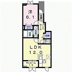 リブレ守護町B 1LDKの間取図画像