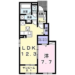 グランさくら 1LDKの間取図画像