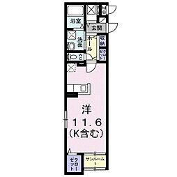 テソロ ワンルームの間取図画像