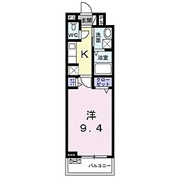 フランメゾン2 1Kの間取図画像