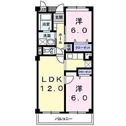 カルフール 2LDKの間取図画像