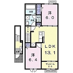 アンカーB 2LDKの間取図画像