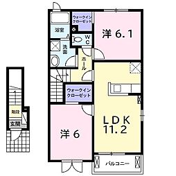 カーサ・ドルミーレ 2LDKの間取図画像