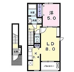 アイリスコートB 1LDKの間取図画像