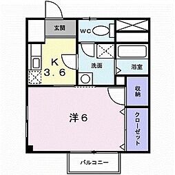 イースト・バード 1Kの間取図画像