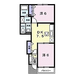 トゥッティー大崎A棟 2DKの間取図画像