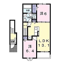 グレイスフル　ファミリアI 2階2LDKの間取り