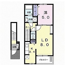 メゾンドコーワ 1LDKの間取図画像