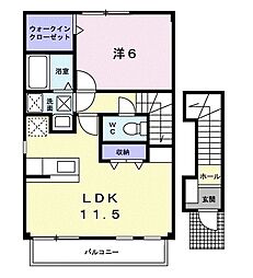 ジェントリー2 1LDKの間取図画像