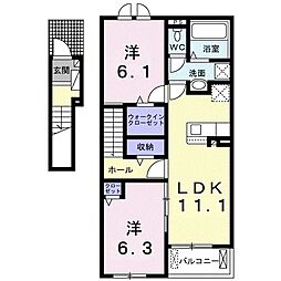 プレミアム33番館 2LDKの間取図画像