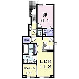 ウォーム・ガーデンＡ 1階1LDKの間取り