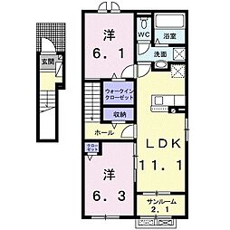 ウォーム・ガーデンB 2LDKの間取図画像