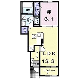 オリオン2 1LDKの間取図画像