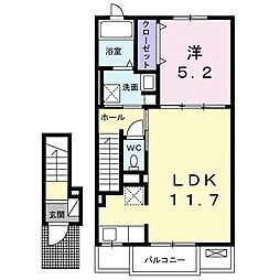 シーズン　テラス 2階1LDKの間取り
