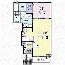 バンブービレッジ 1LDKの間取図画像