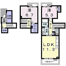 モデルノ　カーサ 2階2LDKの間取り