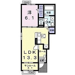 クレオスB 1LDKの間取図画像