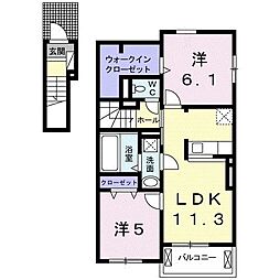 レアリゼB 2LDKの間取図画像