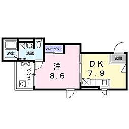 グランコーナ高崎 2階1DKの間取り