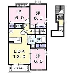 ソレイユ　イースト 2階3LDKの間取り
