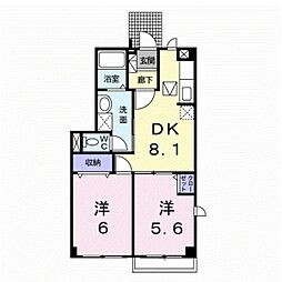 ア・ラ・モードA 2DKの間取図画像