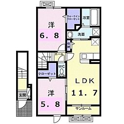 フライトスクエア3 2LDKの間取図画像