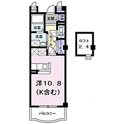 シェーネスベルク ワンルームの間取図画像